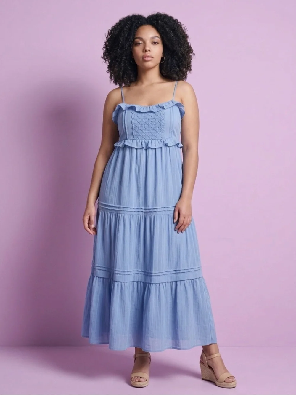 maxi macys dresses Macy's | Dresses | Macys Powder Blue Smocked Ruffle Tiered Maxi Dress